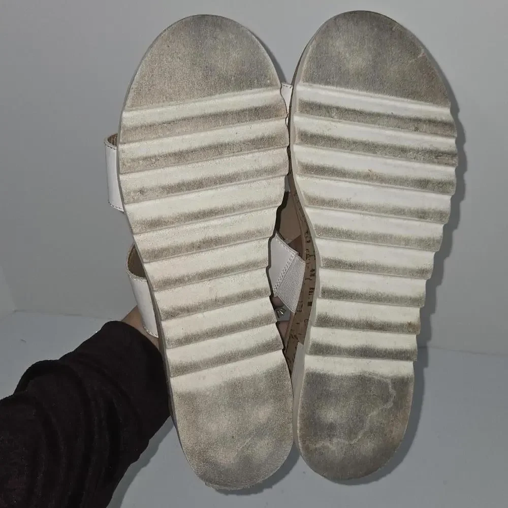 0100 Steve Madden Thalia Cork‎ White Platform Sandal Size 9.5